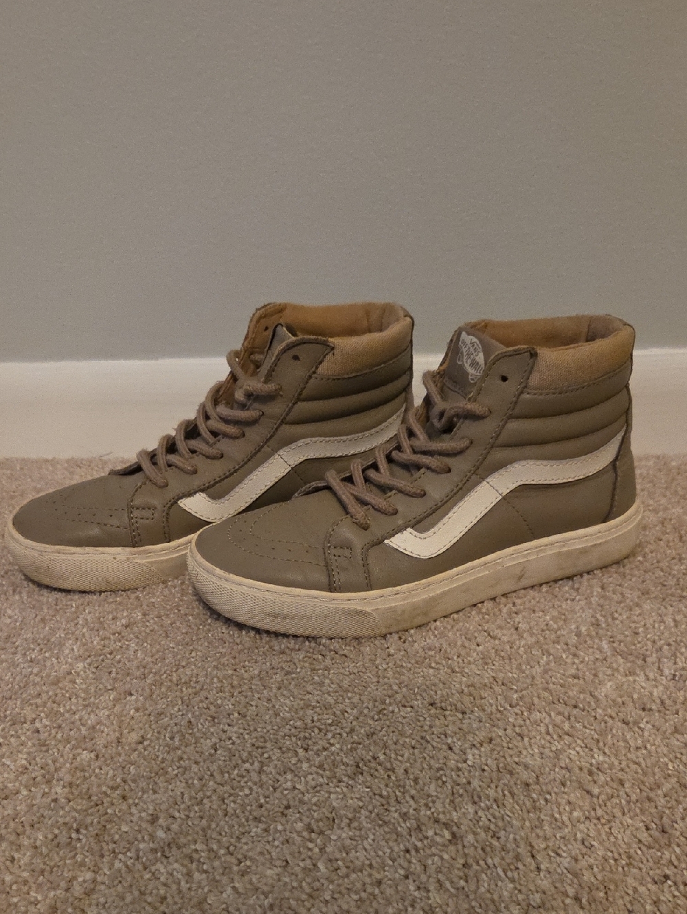 Vans UltraCush High Top Sneakers in Brown with White Stripe